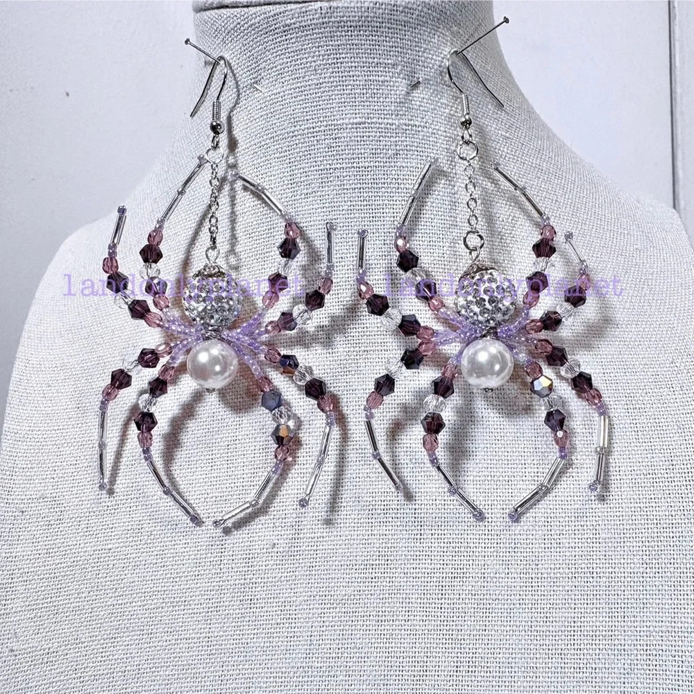 🌹HP🌹LAST 1– NEW Rhinestone Diamond & Amethyst Party Spider Drop Earring